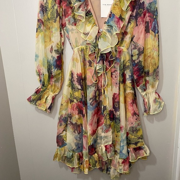FEW MODA Floral Charla Side Zip long Sleeve Dress - Picture 9 of 13